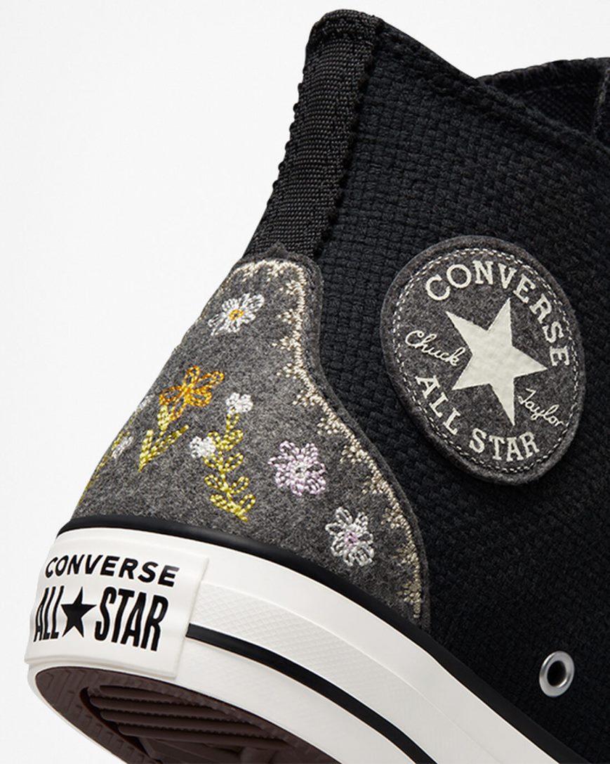 Women's Converse Chuck Taylor All Star Autumn Embroidery High Top Shoes Black / Pink | AU 543CES